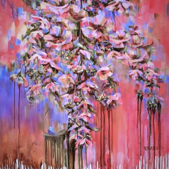 Painting titled "Pink Hydrangea 2" by Vera Saiko, Original Artwork, Oil