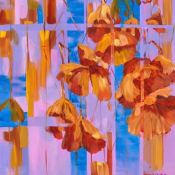Pintura titulada "Lotus Leaves. End o…" por Vera Saiko, Obra de arte original, Oleo
