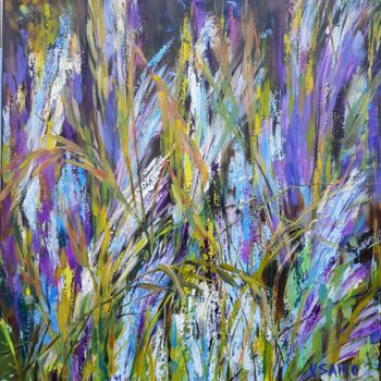 Painting titled "Wind in Grass" by Vera Saiko, Original Artwork, Oil