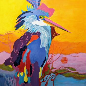 Pintura intitulada "Dream Bird" por Vera Saiko, Obras de arte originais, Acrílico Montado em Armação em madeira