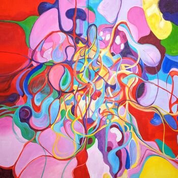 Картина под названием "The Creation Code:…" - Vera Saiko, Подлинное произведение искусства, Акрил Установлен на Деревянная р…