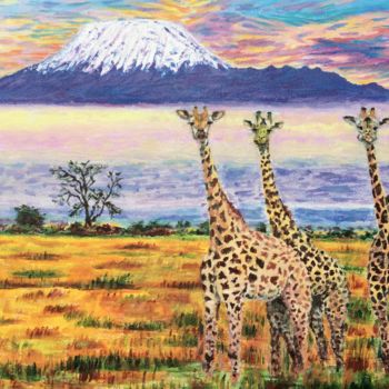 Painting titled "Landscape Kilimanja…" by Vera Sapozhnikova, Original Artwork, Acrylic