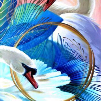 Pintura titulada "Лебеди" por Vera Winter, Obra de arte original, Acrílico