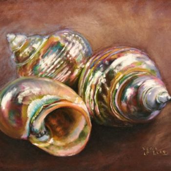 Painting titled "Pearled shells" by Vera Lp Cauwenberghs, Original Artwork, Oil