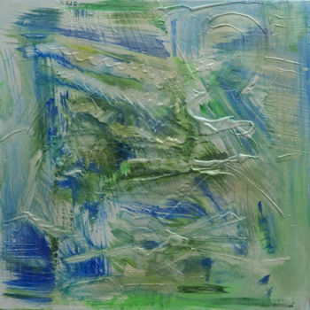 Painting titled "Mind texture green" by Verad, Original Artwork, Acrylic Mounted on Wood Stretcher frame