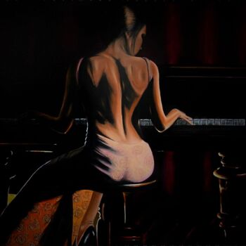 Peinture intitulée "The pianist" par Verago, Œuvre d'art originale, Huile Monté sur Châssis en bois