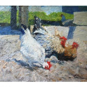 Painting titled "Hen" by Vera Lagutenkova, Original Artwork
