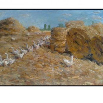 Pittura intitolato "Running geese" da Vera Lagutenkova, Opera d'arte originale