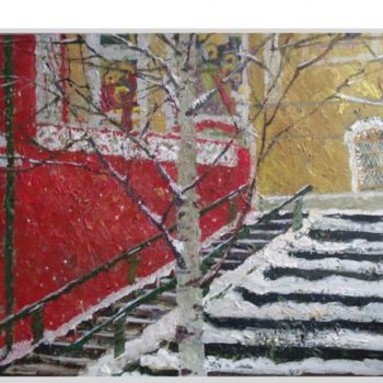 Schilderij getiteld "Red stairs" door Vera Lagutenkova, Origineel Kunstwerk