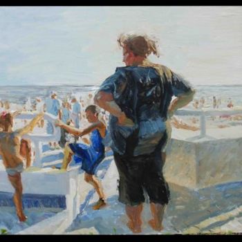 Pintura intitulada "Berdiansk beach" por Vera Lagutenkova, Obras de arte originais