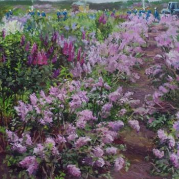 Painting titled "Lilacs street" by Vera Lagutenkova, Original Artwork