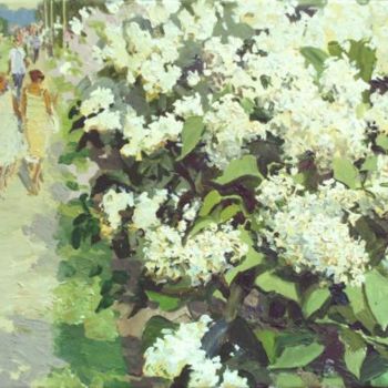 Pintura titulada "Guiding lilacs gard…" por Vera Lagutenkova, Obra de arte original