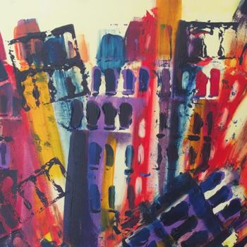 Painting titled "Centro Histórico I" by Vera Marantes, Original Artwork