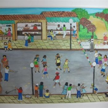 Painting titled "crianças disputando…" by Veramarina, Original Artwork, Oil