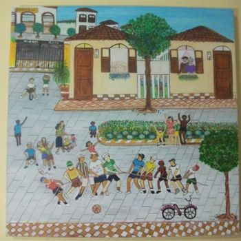 Schilderij getiteld "crianças brincando…" door Veramarina, Origineel Kunstwerk, Olie