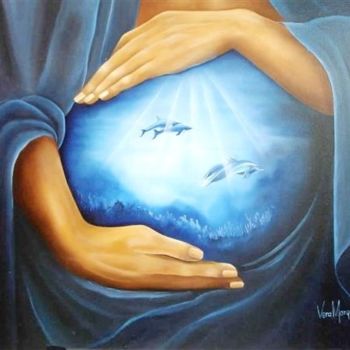 Painting titled "GAIA" by Vera Marques, Original Artwork, Oil