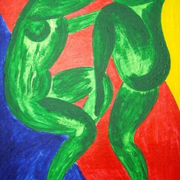 Painting titled "Green people" by Veranika Bo, Original Artwork, Acrylic