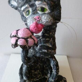 Skulptur mit dem Titel "The street cat." von Veranika Bo, Original-Kunstwerk