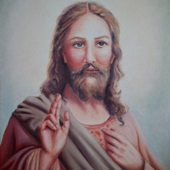 Painting titled "Cristo misericordio…" by Veranikash, Original Artwork, Oil