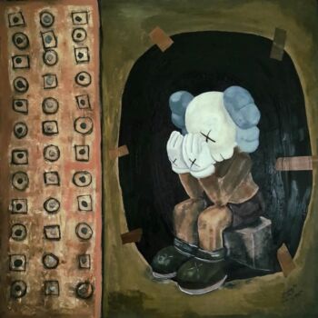 Painting titled "A Bit Mortified" by Vercmagnus, Original Artwork, Acrylic Mounted on Wood Panel