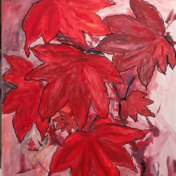 Painting titled "foglie rosse" by Antonella Poleti, Original Artwork, Acrylic