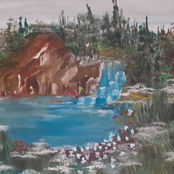 Pittura intitolato "paesaggio sul lago" da Antonella Poleti, Opera d'arte originale, Acrilico