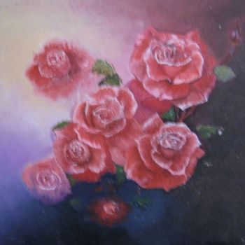 Painting titled "Bouquet de roses" by Jean Pierre Verdier, Original Artwork