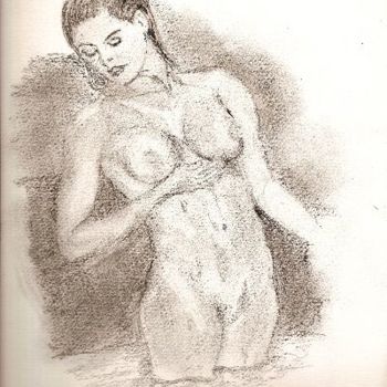 Pittura intitolato "la baigneuse" da Jean Pierre Verdier, Opera d'arte originale