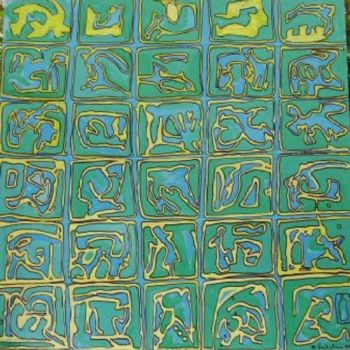 Pintura titulada "mediterraneo-alfabe…" por Marco Verdiglione, Obra de arte original, Oleo