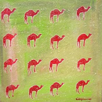 Painting titled "mediterraneo -camels" by Marco Verdiglione, Original Artwork, Oil