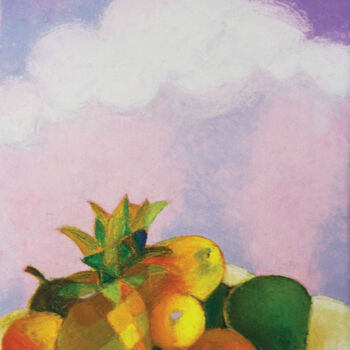 Painting titled "Obstschale / Fruit…" by Verena Bolliger, Original Artwork, Oil