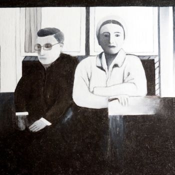 Painting titled "Sartre et Beauvoir" by Annabelle Verhaeghe, Original Artwork, Oil