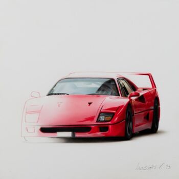 「Ferrari F40」というタイトルの絵画 Verino Iacovittiによって, オリジナルのアートワーク, エアブラシ