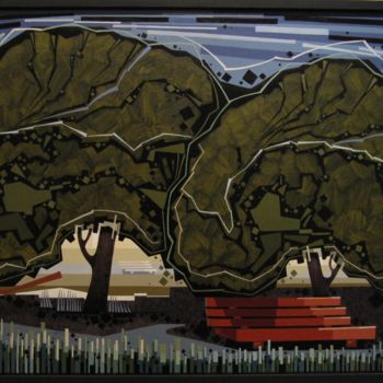 Malerei mit dem Titel "Вlack River" von Vermishev, Original-Kunstwerk, Öl