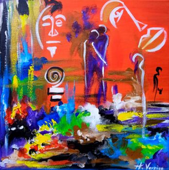 Painting titled "L'explosion En Amou…" by Vernise Haddad, Original Artwork, Acrylic
