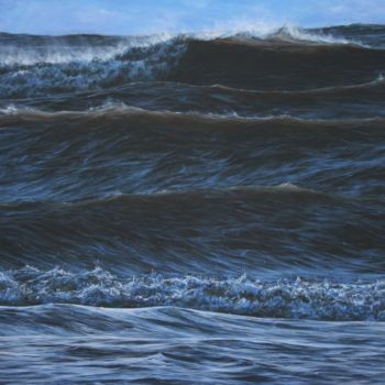 「"Towering waves at…」というタイトルの絵画 Vernon W Jonesによって, オリジナルのアートワーク, アクリル
