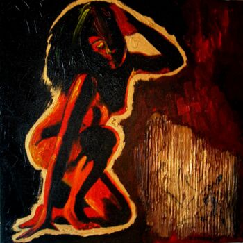 Peinture intitulée "Lili fait une pose" par Vero Becker, Œuvre d'art originale, Huile Monté sur Châssis en bois