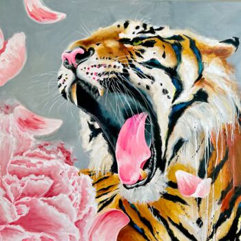 Peinture intitulée "Tigre - Julia" par Véro Blaise, Œuvre d'art originale, Huile Monté sur Châssis en bois