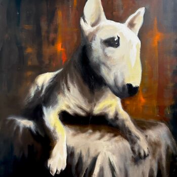 Painting titled "Chien - Firmin" by Véro Blaise, Original Artwork, Acrylic Mounted on Wood Stretcher frame