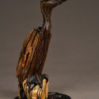 Sculpture titled "Menace" by Véro Lombard, Original Artwork, Wood