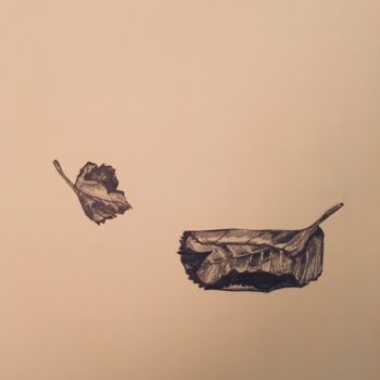 Disegno intitolato "Feuilles. Planche 4…" da Victoria, Opera d'arte originale, Matita