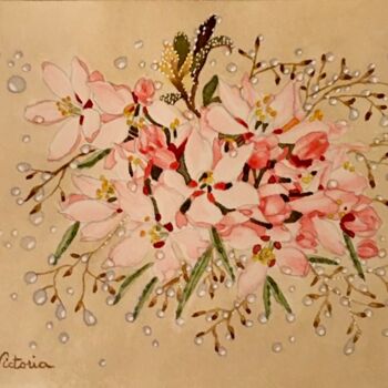Painting titled "Bouquet mariage" by Victoria, Original Artwork, Watercolor