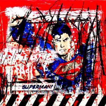 Peinture intitulée "Red Superman" par Vero Cristalli, Œuvre d'art originale, Huile