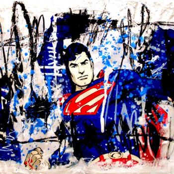 Pittura intitolato "HE-MAN SUPERMAN!" da Vero Cristalli, Opera d'arte originale