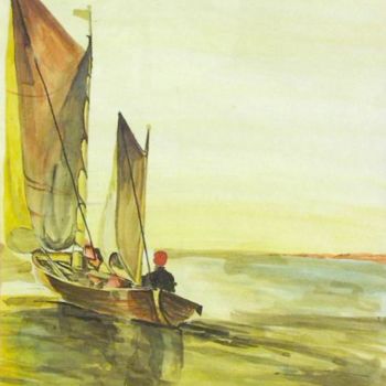 Peinture intitulée "aquarelle marine" par Veronique Maly, Œuvre d'art originale