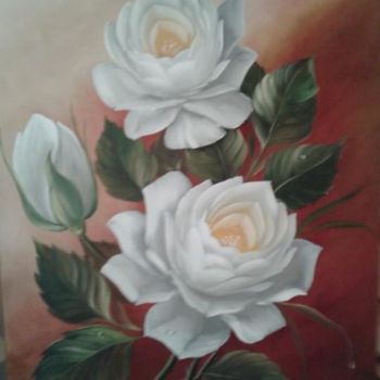 Painting titled "Rosas" by Tatiana Veronezi Borgoni, Original Artwork