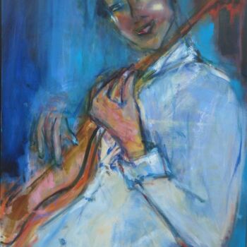 Painting titled "Ta guitare comme un…" by Véronic Martignac, Original Artwork, Acrylic Mounted on Wood Stretcher frame