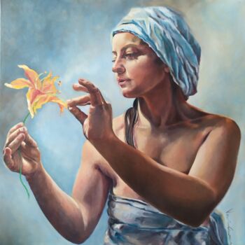 Painting titled "Il pistillo" by Veronica Ciccarese, Original Artwork, Oil
