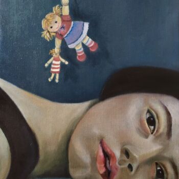 Painting titled "The doll" by Veronica Ciccarese, Original Artwork, Oil
