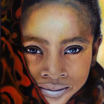 Painting titled "Portrait of African…" by Veronica Ciccarese, Original Artwork, Oil